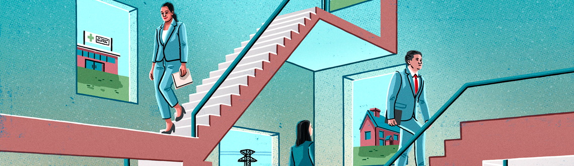 Illustrator Eva Bee's illustration for the Yale School of Management Yale Insights collection.