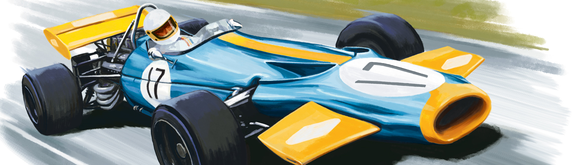 Pastiche illustrator Garry Walton illustrations for Goodwood Revival Programme Pastiche illustrator Garry Walton illustrations for Goodwood Revival Programme