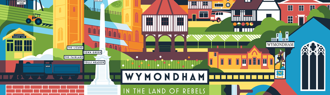 Illustrator Julia Allum mural illustration for Wymondham Town