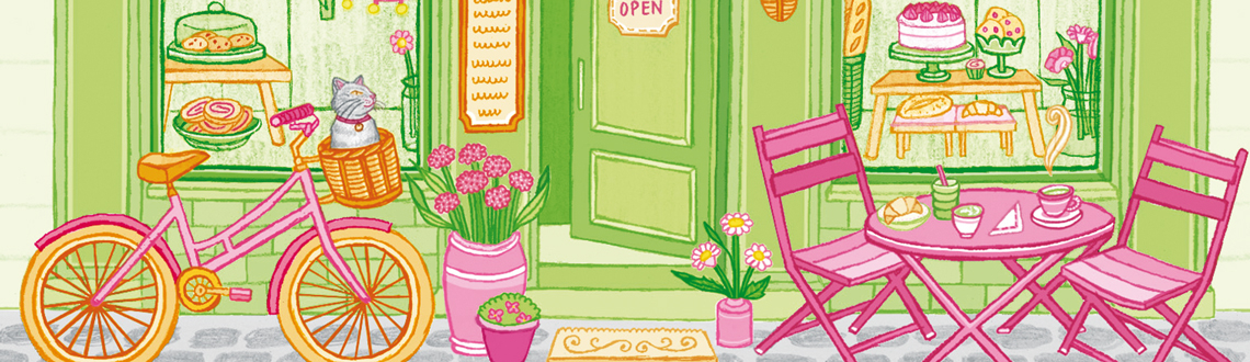 Illustrator Lindsey Spinks Book Cover for The Matcha Maker Cafe Illustrator Lindsey Spinks Book Cover for The Matcha Maker Cafe