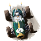Pastiche illustrator Garry Walton illustrations for Goodwood Revival Programme